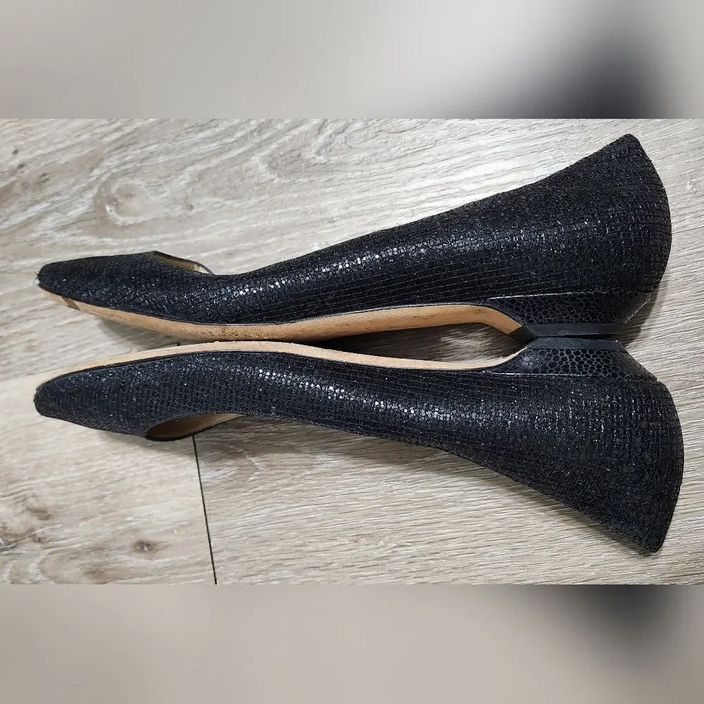 Jimmy Choo Black Sequin Round Toe Flat sz 39